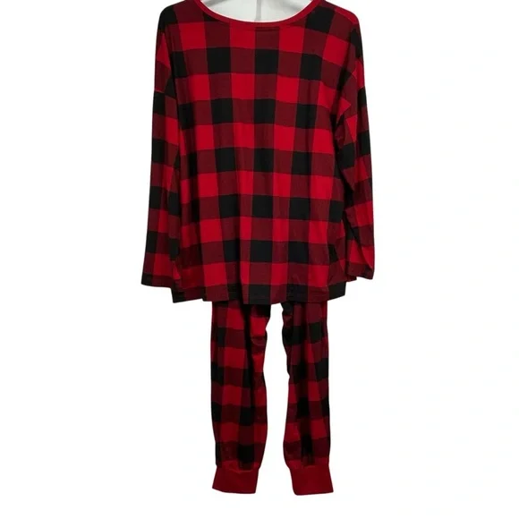 Joyspun Women’s Buffalo Plaid “COZY” Pajama Set – Red/Black Check – Size XL - Picture 4 of 7